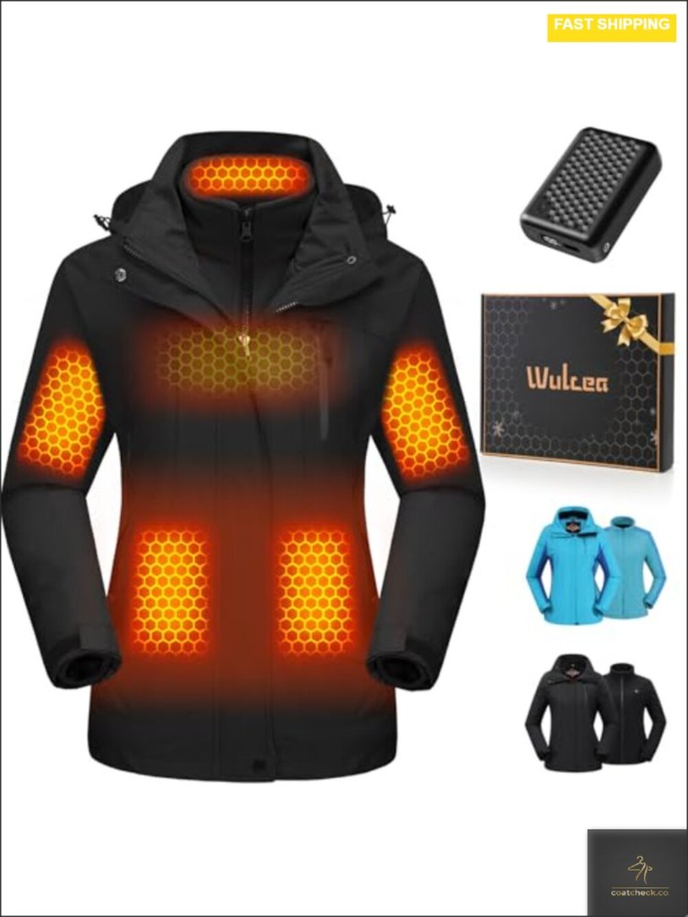 3-in-1 Heated Jacket Women Graphene 12V 18400mAh Battery Water Repellent Fleece